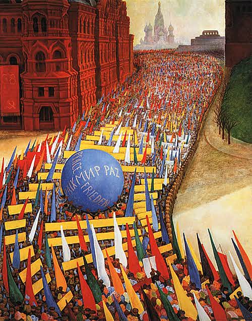 Desfile del 1o. de Mayo en Moscú, Diego Rivera, 1956