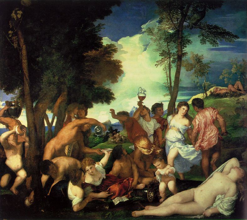 Bacchanal of the Andrians, Titian, 1523-25